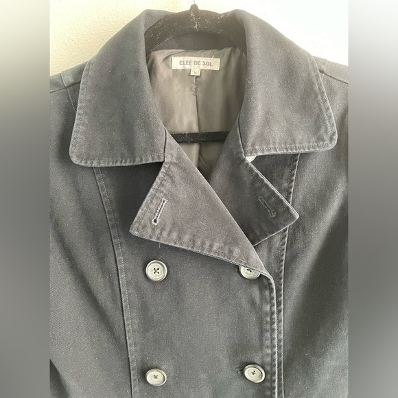 Clef de Sol classic black canvas chore jacket pea coat rare Japanese brand | M - Picture 2 of 12